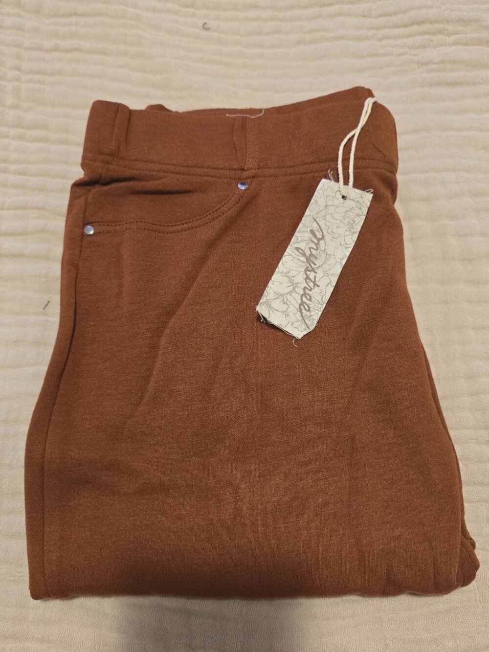 NWT Mystree High-Rise Knit Wide-Leg Pants - Rusty Burnt Orange Comfort Trousers